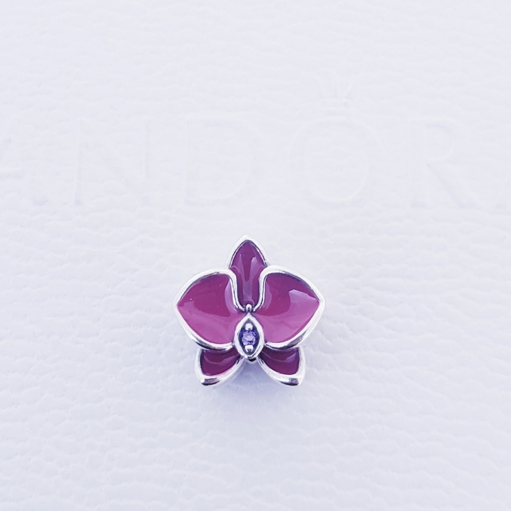 🌸 2 Authentic Pandora ⭐️RETIRED⭐️ ORCHID CHARMS - Picture 6 of 10